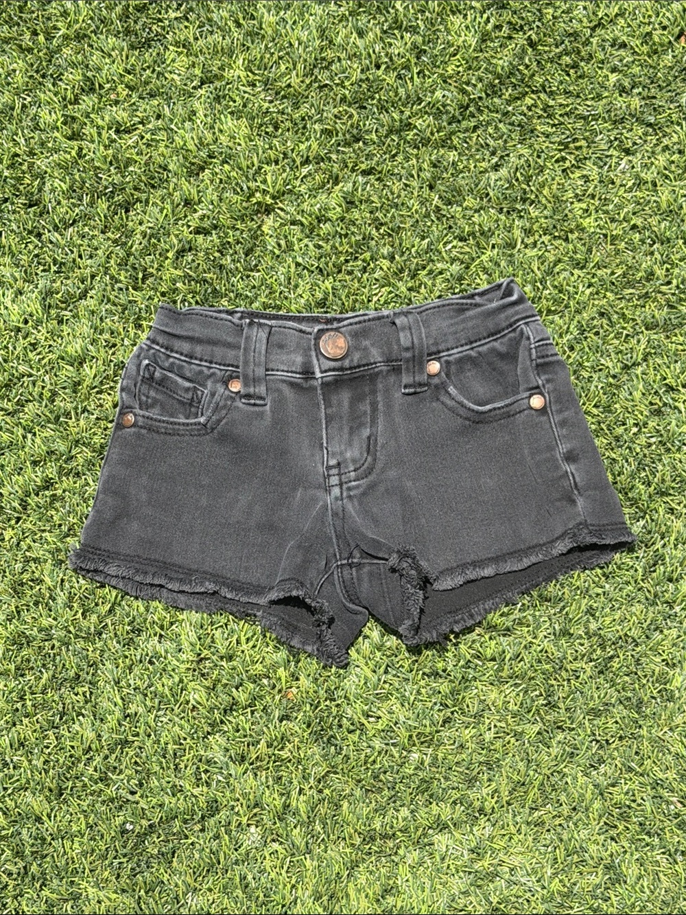 Pinc Black Frayed Hem Kids Denim Shorts